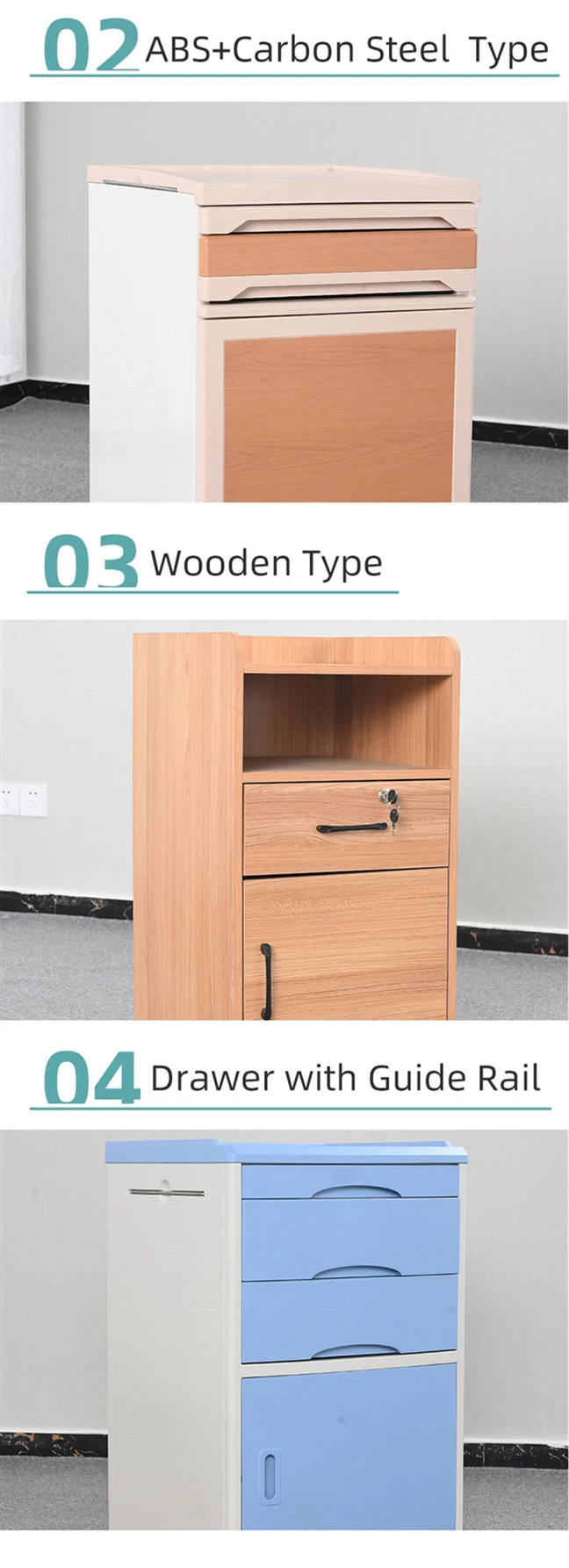 Wholesale Cheap ABS Bedside Locker Medical Cabinet Hospital Bedside Table