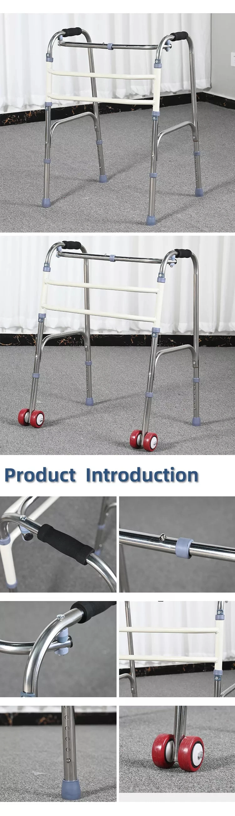 Functional Senior Elderly Upright Folding Medical Walking Aids with Seat